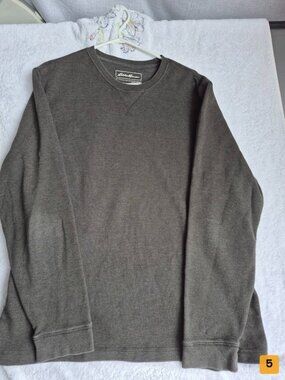 Eddie Bauer Waffle Crewneck Sweatshirt Size XL Gray